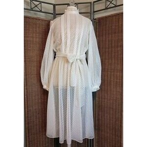 Vintage Argent Fille Ltd. Midi Dress Size M? Sheer USA Union Made Cream 1970s